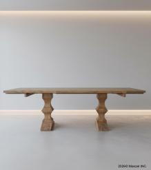SOLID WOOD PEDESTAL EXTENSION DINING TABLE