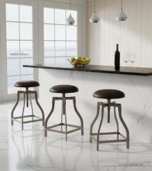 ADJUSTABLE HEIGHT METAL & LEATHER STOOL