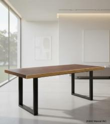 LIVE EDGE SOLID SUAR WOOD TABLE W/ METAL BASE