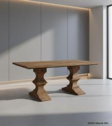 SOLID WOOD PEDESTAL DINING TABLE