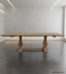 SOLID WOOD PEDESTAL TRESTLE TABLE W / EXTENSIONS