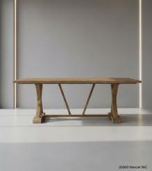 SOLID WOOD X BASE TRESTLE DINING TABLE