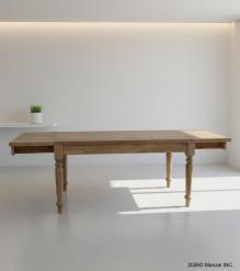 EXTENDABLE SOLID WOOD DINING TABLE W/ SELF-STORING EXTENSIONS