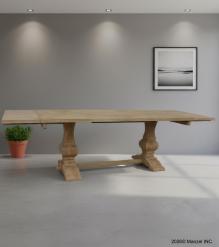 SOLID WOOD PEDESTAL TRESTLE TABLE W / EXTENSIONS