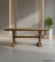 SOLID WOOD X BASE TRESTLE DINING TABLE