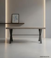 SOLID WOOD INLAID STARBURST DESIGN TABLE