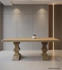 SOLID WOOD PEDESTAL DINING TABLE