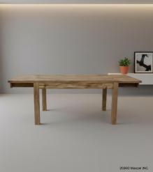 EXTENDABLE SOLID WOOD DINING TABLE W/ SELF-STORING EXTENSIONS