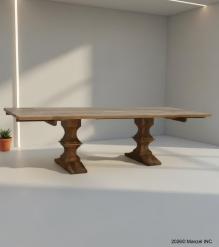 SOLID WOOD PEDESTAL EXTENSION DINING TABLE
