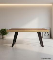 LIVE EDGE SOLID SUAR WOOD TABLE W/ METAL BASE