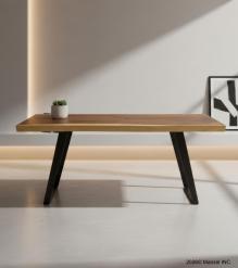 LIVE EDGE SOLID SUAR WOOD TABLE W/ METAL BASE