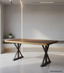 LIVE EDGE SOLID SUAR WOOD TABLE W/ METAL BASE