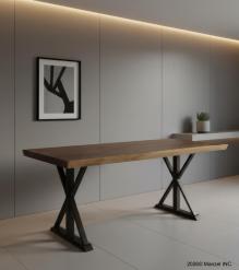 LIVE EDGE SOLID SUAR WOOD TABLE W/ METAL BASE
