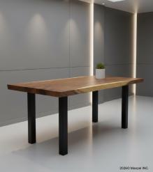 LIVE EDGE SOLID SUAR WOOD TABLE W/ METAL BASE