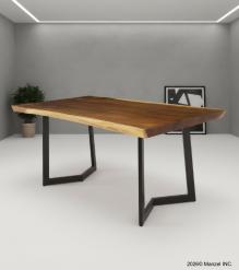 LIVE EDGE SOLID SUAR WOOD TABLE W/ METAL BASE