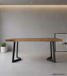 LIVE EDGE SOLID SUAR WOOD TABLE W/ METAL BASE