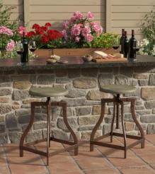 ADJUSTABLE HEIGHT METAL & WOOD STOOL