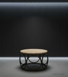 SOLID WOOD & IRON ROUND COFFEE TABLE