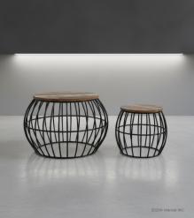 SET OF 2 SOLID WOOD & METAL COFFEE TABLE