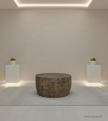 HAND CARVED SOLID WOOD ROUND COFFEE TABLE