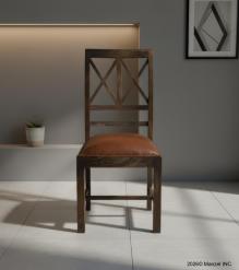 SOLID WOOD & LEATHER CHAIR