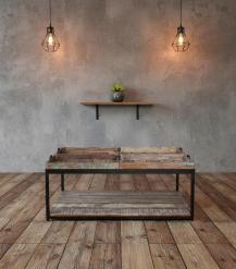 SOLID WOOD & IRON TRAY COFFEE TABLE