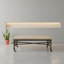 SOLID WOOD & IRON COFFEE TABLE ON WHEELS
