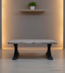 SOLID LIVE EDGE WOOD & IRON COFFEE TABLE