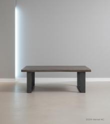 SOLID LIVE EDGE WOOD COFFEE TABLE W/ METAL BASE