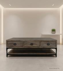 SOLID WOOD & IRON COFFEE TABLE