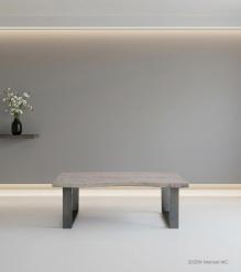 SOLID LIVE EDGE WOOD COFFEE TABLE W/ METAL BASE