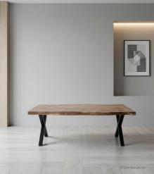 SOLID LIVE EDGE WOOD COFFEE TABLE W/ METAL BASE