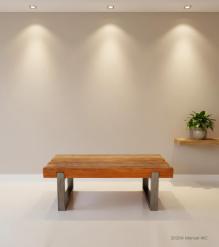 SOLID THICK RECLAIMED TEAK WOOD W/ METAL BASE