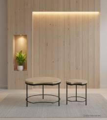 SET OF 2 SOLID WOOD & IRON TABLES