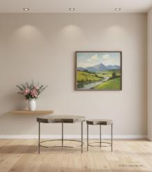 SET OF 2 SOLID WOOD & IRON TABLES