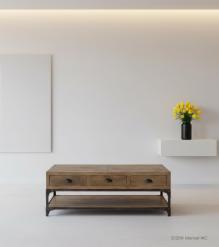 SOLID WOOD & IRON COFFEE TABLE