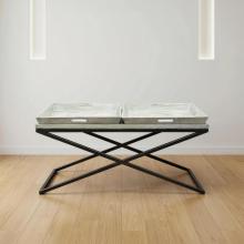 SOLID WOOD TRAY COFFEE TABLE & IRON