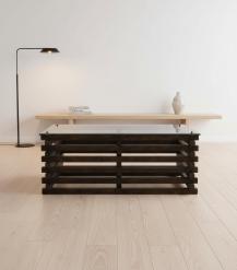 SOLID WOOD COFFEE TABLE W/ GLASS TOP