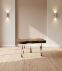SOLID LIVE EDGE TABLE W/ IRON LEGS
