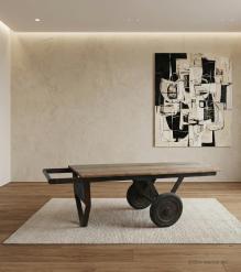 RECLAIMED & REPURPOSED IRON & WOOD COFFEE TABLE CART