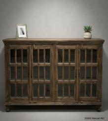 SOLID WOOD & RECTANGULAR GLASS SIDEBOARD