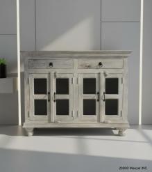 SOLID WOOD & GLASS CABINET SIDEBOARD WITH 4 DOORS & 2 DRAWERS 