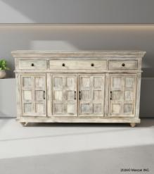SOLID RECLAIMED TEAK WOOD SIDEBOARD CABINET CONSOLE W/ 4 DOORS & 4 DRAWERS