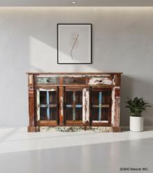 SOLID RECLAIMED TEAK WOOD SIDEBOARD W/ 3 DRAWERS & 3 DOORS