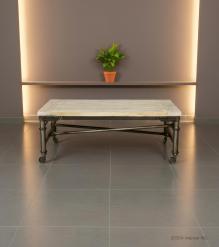 SOLID WOOD & IRON TROLLEY COFFEE TABLE