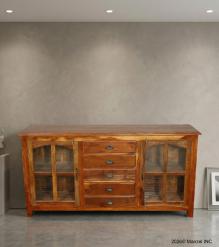 SOLID RECLAIMED TEAK & GLASS SIDEBOARD
