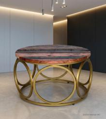 SOLID RECLAIMED TEAK WOOD & IRON COFFEE TABLE