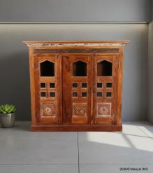 RECLAIMED TEAK WOOD + GLASS CABINET