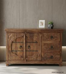 HAND CARVED SOLID WOOD SIDEBOARD 3 DRAWERS 2 DOORS
