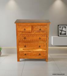 SOLID RECLAIMED TEAK WOOD HAND CARVED DRESSER BUREAU CABINET 5 DRAWERS